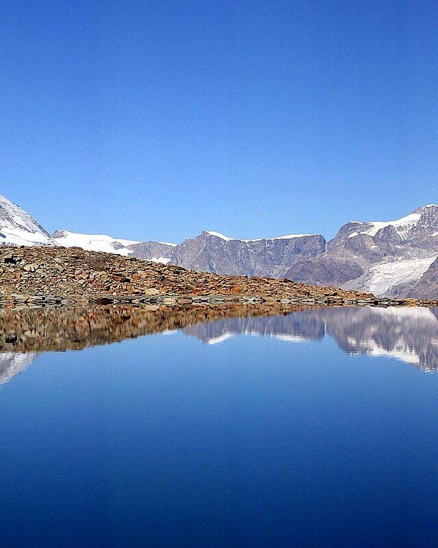 The Matterhorn rising above alpine meadows in Switzerland